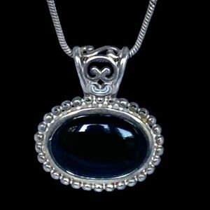 NK# Classic Nevada Silversmith (NV) Black Onyx & 22” Sterling 925 Silver Necklac